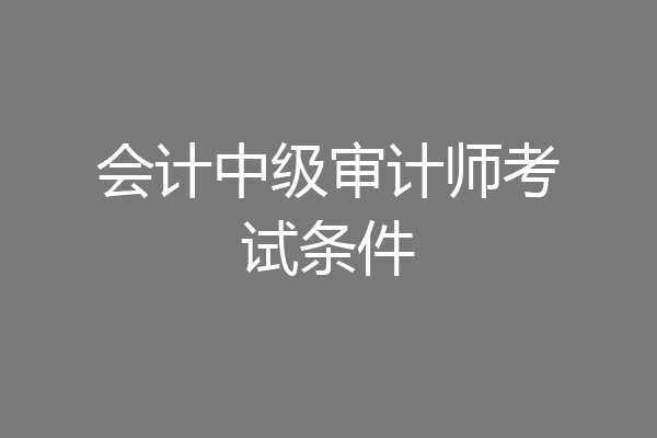 会计中级审计师考试条件