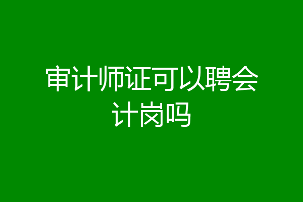 审计师证可以聘会计岗吗