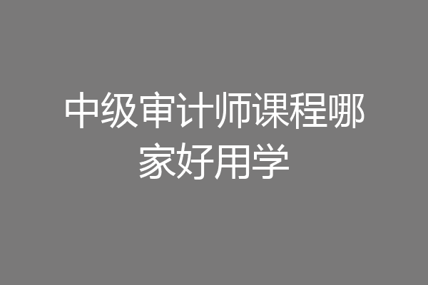 中级审计师课程哪家好用学