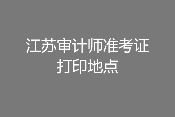 江苏审计师准考证打印地点