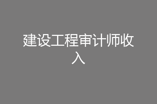 建设工程审计师收入