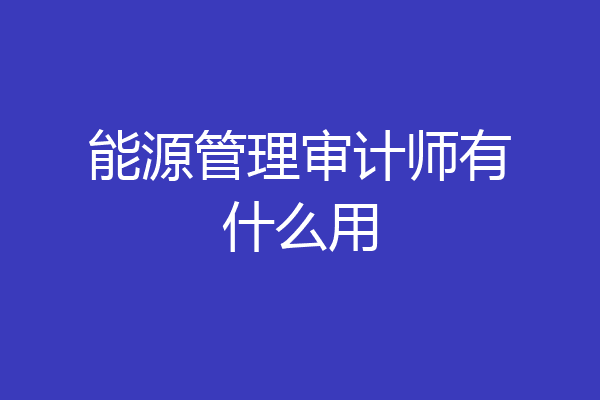 能源管理审计师有什么用