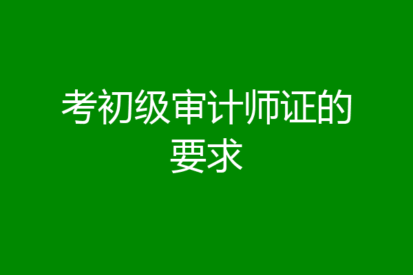 考初级审计师证的要求