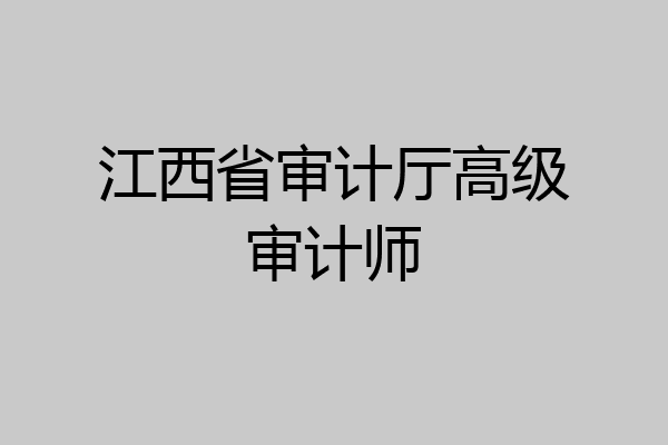江西省审计厅高级审计师