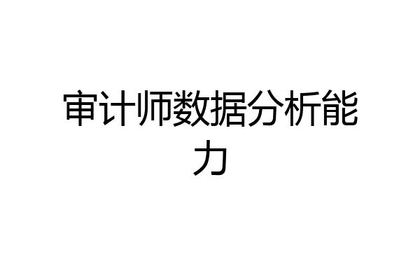 审计师数据分析能力