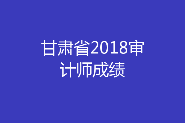甘肃省2018审计师成绩