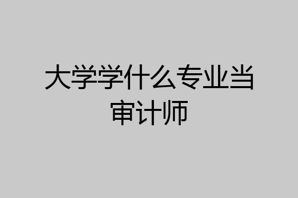 大学学什么专业当审计师