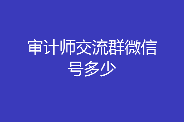 审计师交流群微信号多少