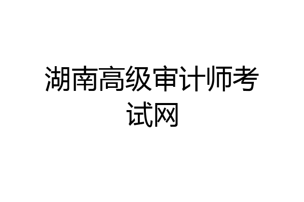 湖南高级审计师考试网