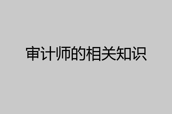 审计师的相关知识