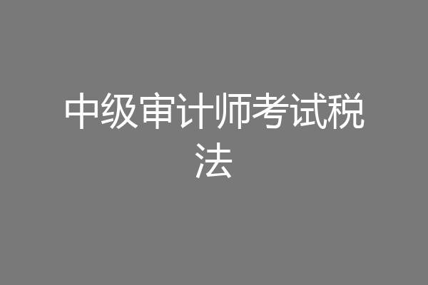 中级审计师考试税法