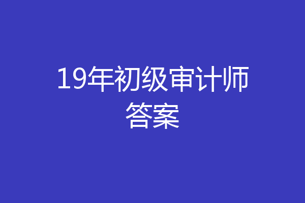 19年初级审计师答案
