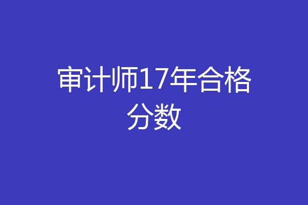 审计师17年合格分数