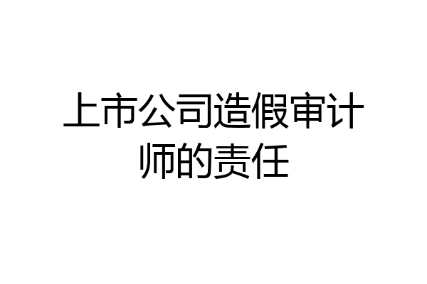 上市公司造假审计师的责任