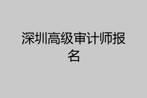 深圳高级审计师报名