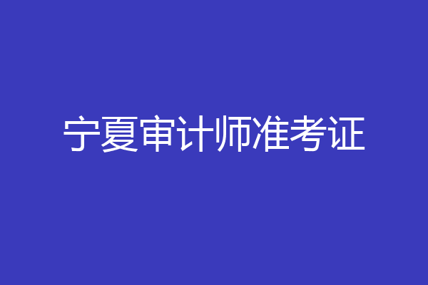 宁夏审计师准考证