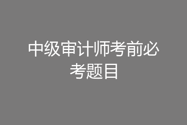 中级审计师考前必考题目