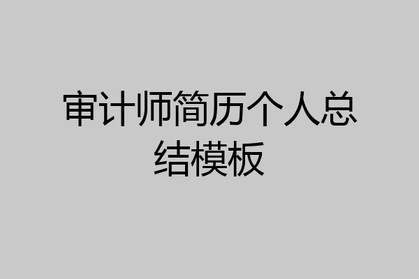审计师简历个人总结模板