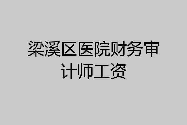 梁溪区医院财务审计师工资