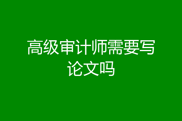 高级审计师需要写论文吗