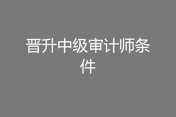 晋升中级审计师条件