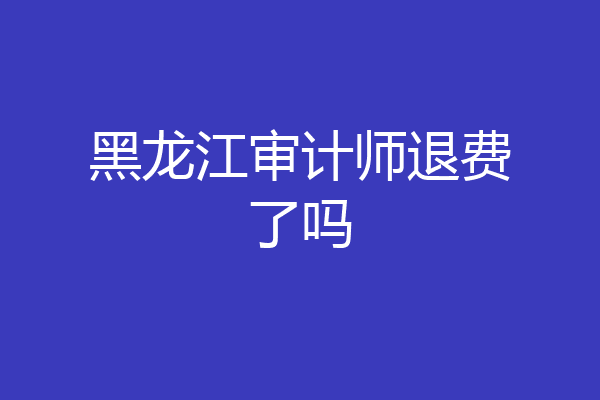 黑龙江审计师退费了吗