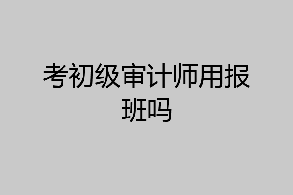 考初级审计师用报班吗