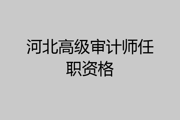 河北高级审计师任职资格