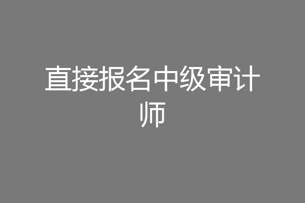 直接报名中级审计师