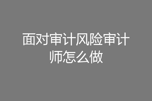 面对审计风险审计师怎么做