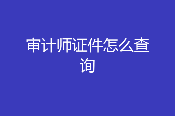 审计师证件怎么查询