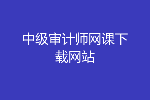 中级审计师网课下载网站