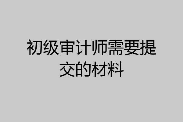 初级审计师需要提交的材料