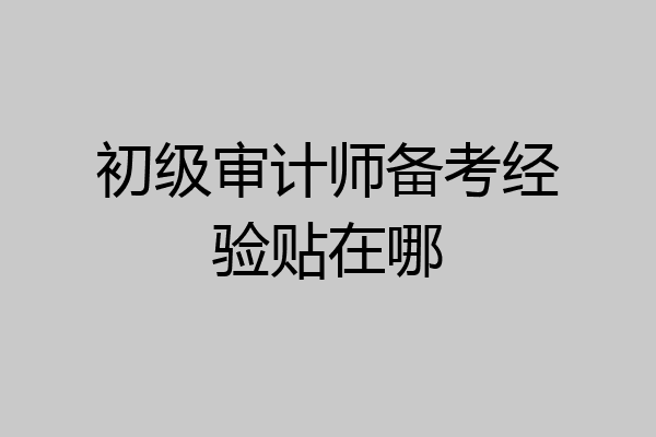 初级审计师备考经验贴在哪