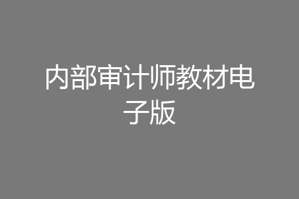 内部审计师教材电子版