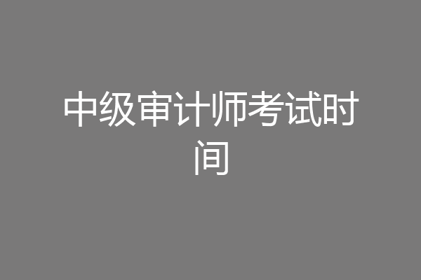 中级审计师考试时间