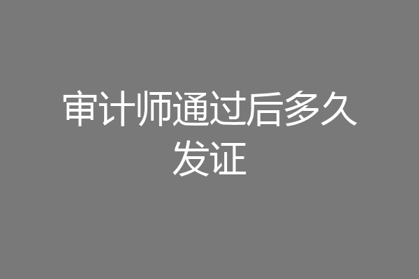 审计师通过后多久发证