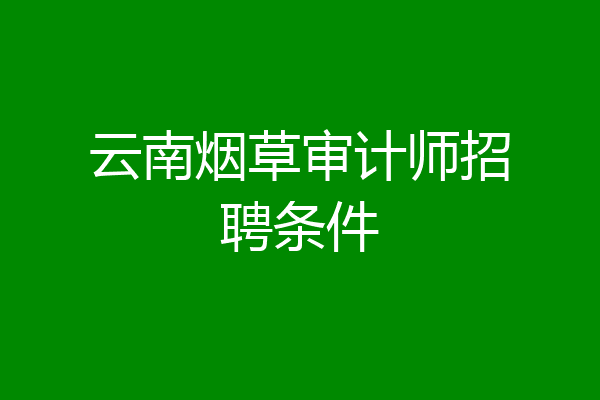 云南烟草审计师招聘条件