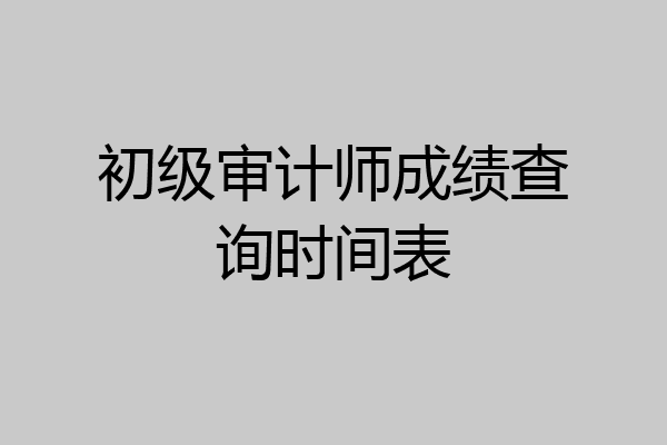 初级审计师成绩查询时间表