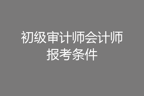 初级审计师会计师报考条件