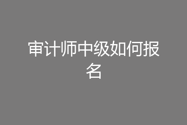 审计师中级如何报名