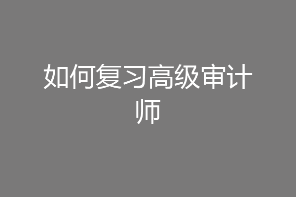 如何复习高级审计师