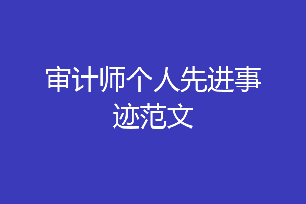 审计师个人先进事迹范文