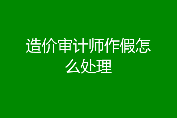 造价审计师作假怎么处理