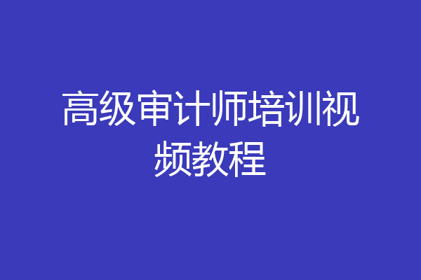 高级审计师培训视频教程
