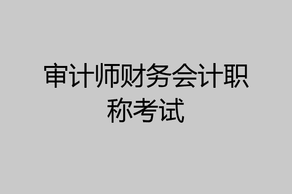 审计师财务会计职称考试