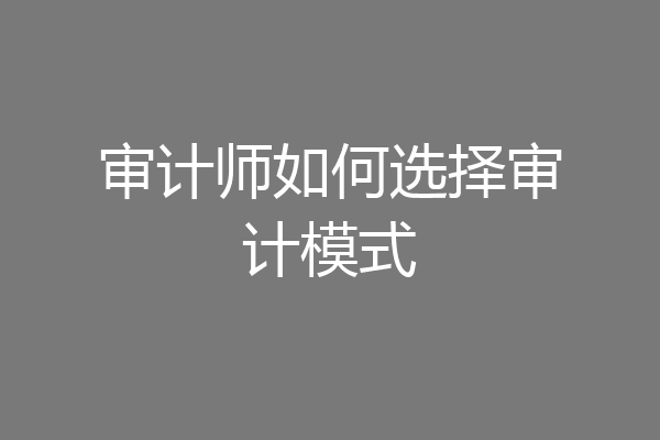 审计师如何选择审计模式
