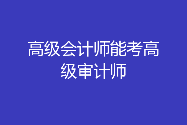 高级会计师能考高级审计师