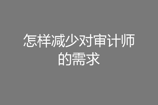 怎样减少对审计师的需求