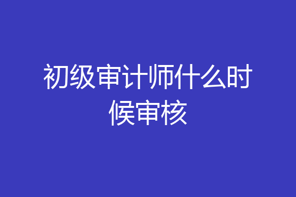 初级审计师什么时候审核